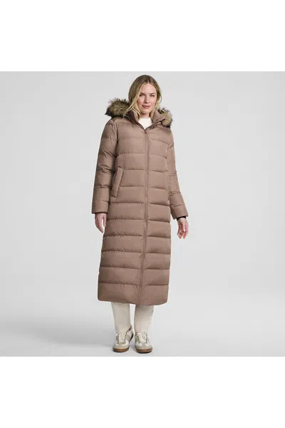 Lands' End Women's Tall Max 600 Down Long Maxi Coat In Brown