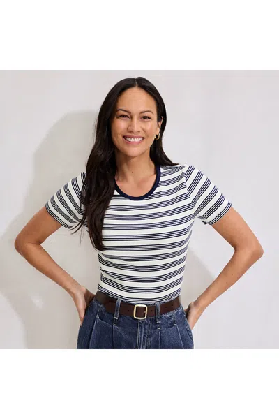 Lands' End Women's Tall Micro Rib T-shirt In Multi