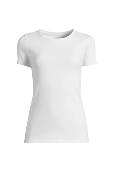 Lands' End Women's Tall Micro Rib T-shirt In White