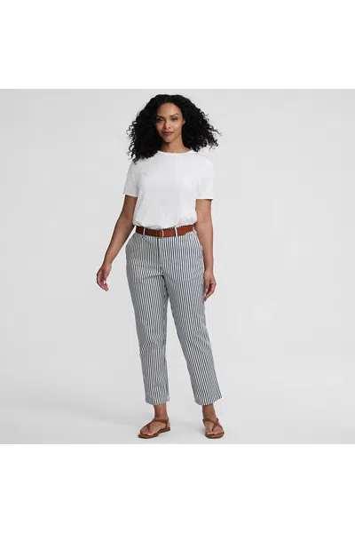 Lands' End Women's Tall Mid Rise Classic Straight Leg Chino Ankle Pants In Ivory