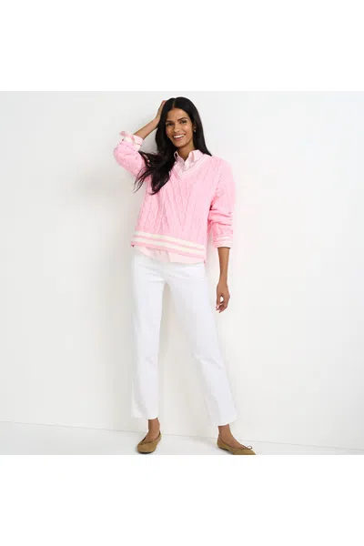 Lands' End Women's Tall Mid Rise Classic Straight Leg Chino Ankle Pants In White
