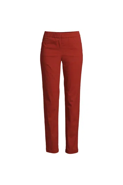 Lands' End Women's Tall Mid Rise Pull On Chino Ankle Pants In Red