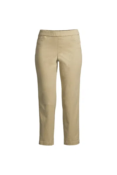 Lands' End Women's Tall Mid Rise Pull On Chino Crop Pants In Brown