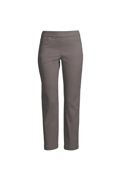 Lands' End Women's Tall Mid Rise Pull On Chino Crop Pants In Gray