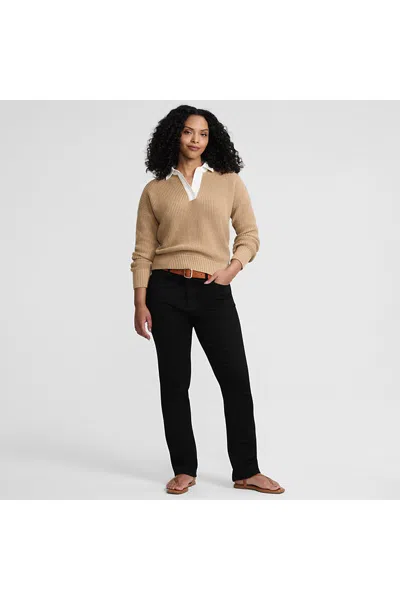 Lands' End Women's Tall Mid Rise Straight Leg Jeans In Black
