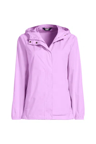 Lands' End Women's Tall Packable Water Resistant Upf 50 Windbreaker Jacket In Purple