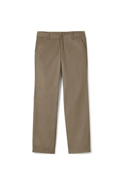 Lands' End Women's Tall Plain Front Blend Chino Pants In Brown