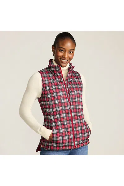 Lands' End Women's Tall Print Featherfree Quilted Insulated Vest In Purple