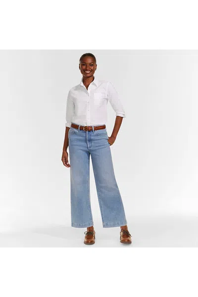 Lands' End Women's Tall Recover Denim High Rise Wide Leg Crop Jeans In Blue