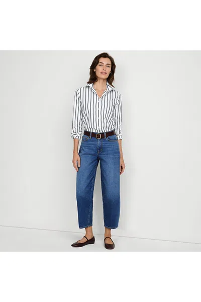 Lands' End Women's Tall Recover High Rise Barrel Leg Ankle Jeans In Blue