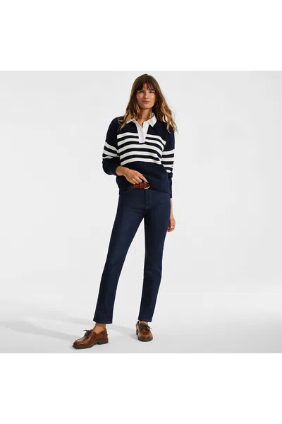 Lands' End Women's Tall Recover Mid Rise Straight Leg Blue Jeans