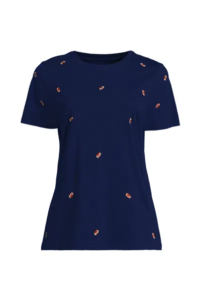Lands' End Supima Cotton Crew Neck T-shirt In Blue