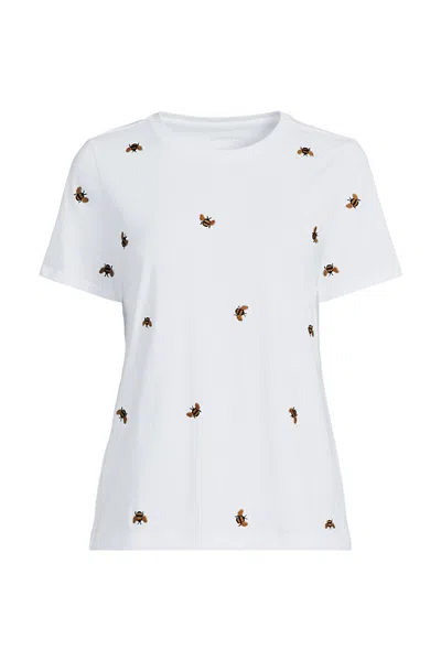Lands' End Supima Cotton Crew Neck T-shirt In White