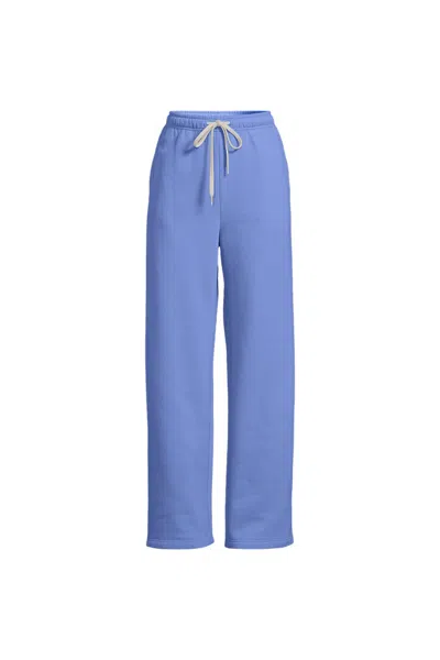Lands' End Women's Tall Serious Sweats High Rise Relaxed Straight Leg Pants - Set Bottom In Blue