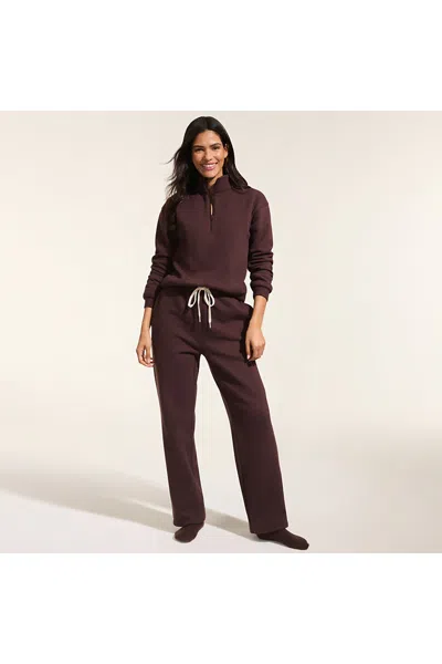 Lands' End Women's Tall Serious Sweats High Rise Relaxed Straight Leg Pants - Set Bottom In Brown