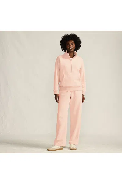 Lands' End Women's Tall Serious Sweats High Rise Relaxed Straight Leg Pants - Set Bottom In Pink