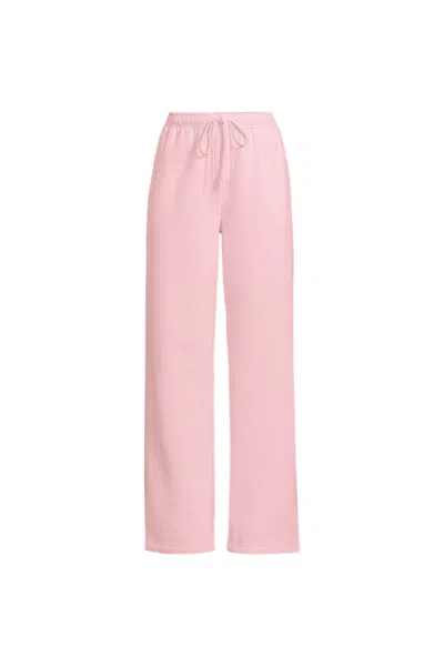 Lands' End Women's Tall Serious Sweats High Rise Relaxed Straight Leg Pants - Set Bottom In Pink