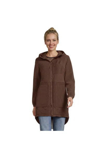 Lands' End Women's Tall Sherpa Fleece Quilted Mixed Media Parka In Brown