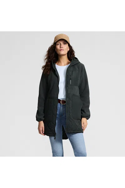 Lands' End Women's Tall Sherpa Fleece Quilted Mixed Media Parka In Green