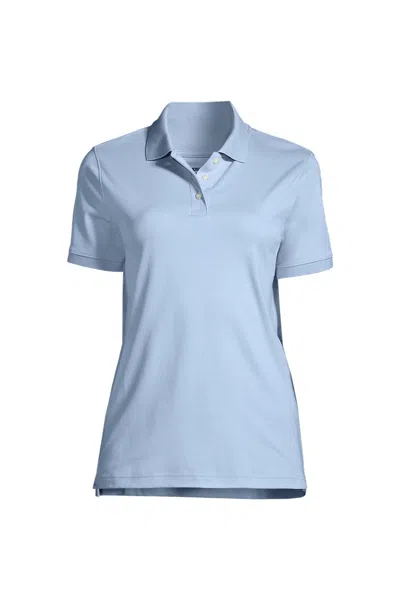 Lands' End Women's Tall Short Sleeve Interlock Polo Shirt In Black