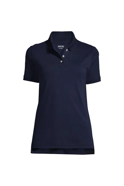 Lands' End Women's Tall Short Sleeve Interlock Polo Shirt In Blue