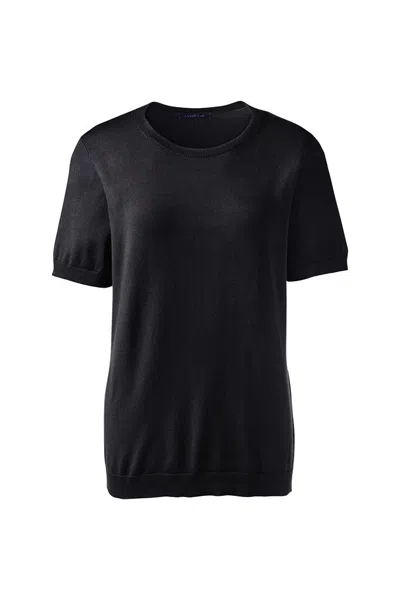 Lands' End Women's Tall Short Sleeve Performance Sweater In Black