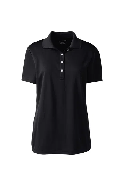 Lands' End Women's Tall Short Sleeve Solid Active Polo In Black