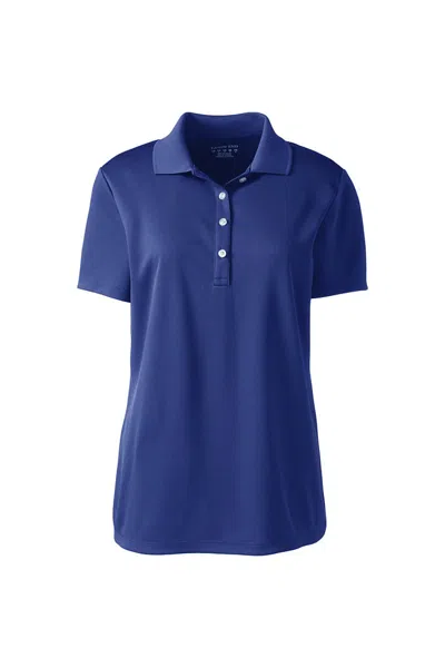 Lands' End Women's Tall Short Sleeve Solid Active Polo In Blue