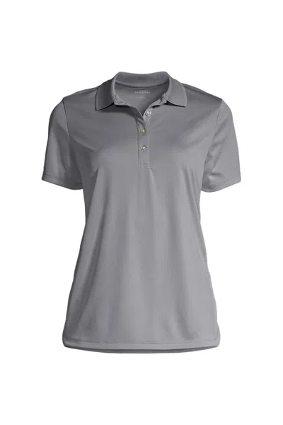 Lands' End Women's Tall Short Sleeve Solid Active Polo In Gray