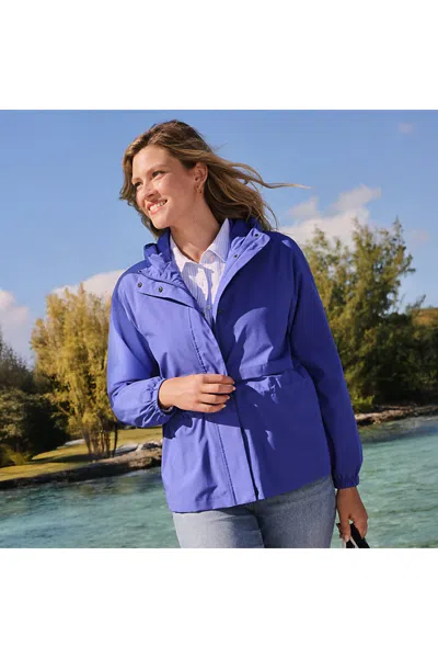 Lands' End Women's Tall Size Squall Packable Rain Jacket In Blue