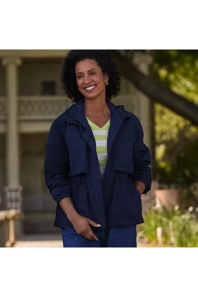 Lands' End Women's Tall Size Squall Packable Rain Jacket In Blue