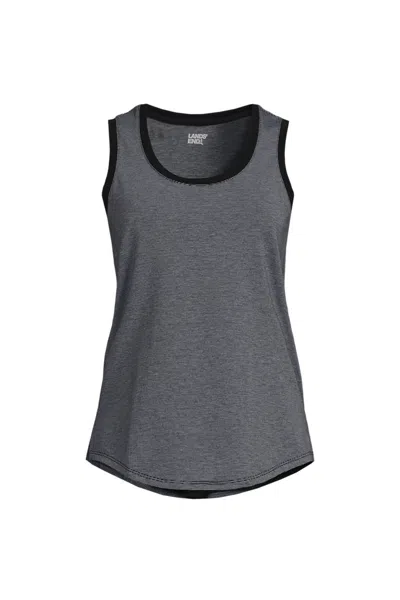Lands' End Women's Tall Sleeveless Power Performance Scoop Neck Curved Hem Tunic Tank In Gray