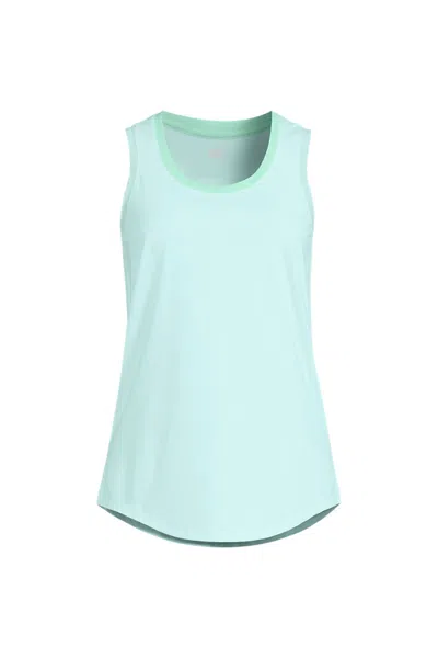 Lands' End Women's Tall Sleeveless Power Performance Scoop Neck Curved Hem Tunic Tank In Green