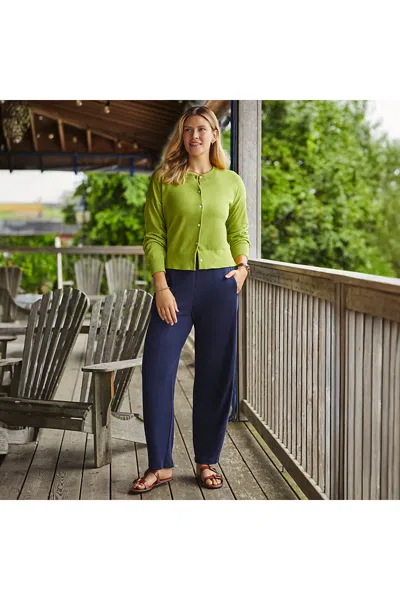 Lands' End Women's Tall Sport Knit High Rise Barrel Ankle Pants In Blue