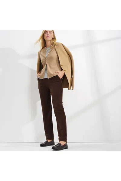 Lands' End Women's Tall Sport Knit High Rise Corduroy Pants In Brown