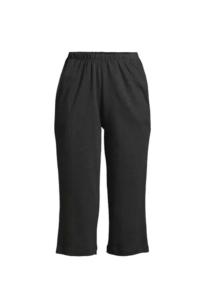 Lands' End Women's Tall Sport Knit High Rise Elastic Waist Capri Pants In Black