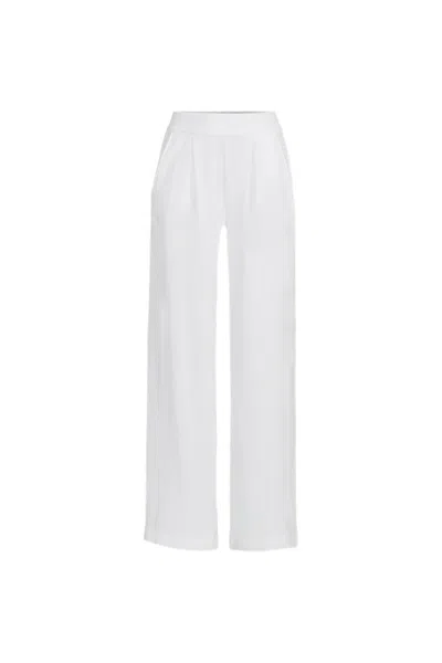 Lands' End Women's Tall Sport Knit High Rise Pleated Wide Leg Pants In White
