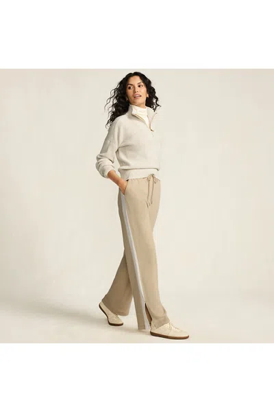 Lands' End Women's Tall Sport Knit High Rise Relaxed Straight Leg Side Stripe Pants In Multi