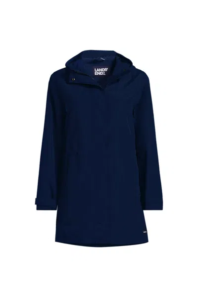Lands' End Women's Tall Squall Hooded Waterproof Raincoat In Blue