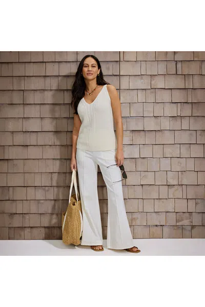 Lands' End Women's Tall Starfish High Rise Palazzo Pants In Ivory