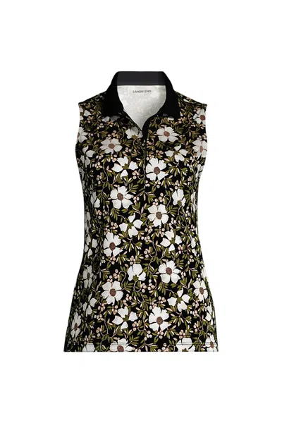 Lands' End Women's Tall Supima Cotton Polo In Black
