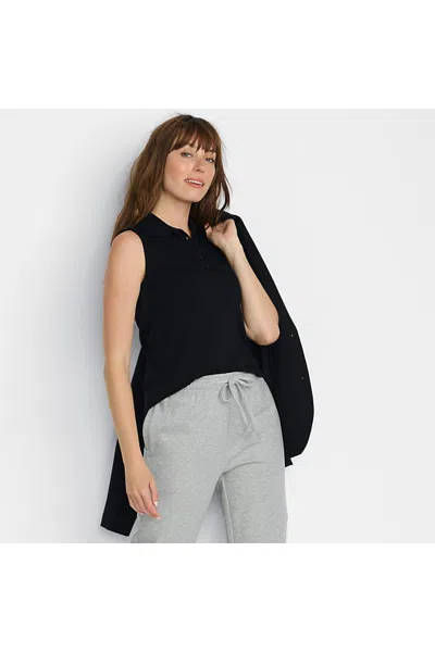 Lands' End Women's Tall Supima Cotton Polo In Black