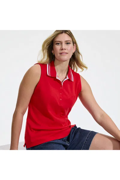 Lands' End Women's Tall Supima Cotton Polo In Red