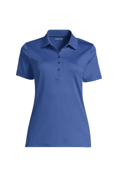 Lands' End Women's Tall Supima Cotton Polo Shirt In Blue
