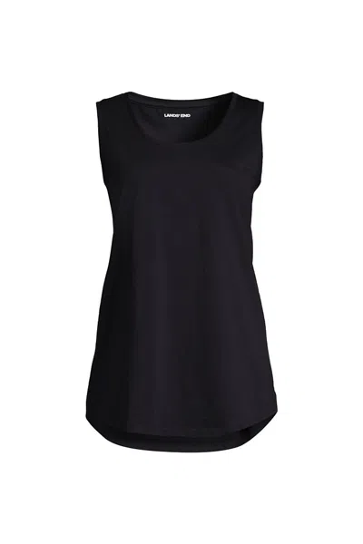 Lands' End Women's Tall Supima Cotton Tunic Tank Top In Black