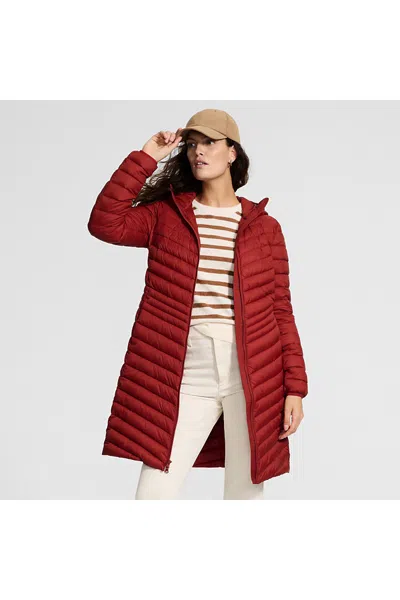 Lands' End Women's Tall Wanderweight Packable Down Coat In Burgundy