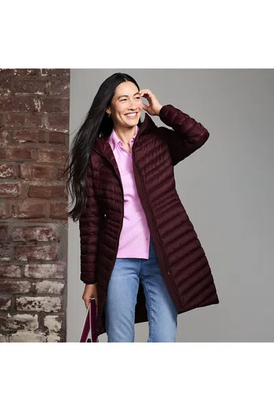 Lands' End Women's Tall Wanderweight Packable Down Coat In Brown