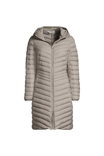 Lands' End Women's Tall Wanderweight Packable Down Coat In Gray