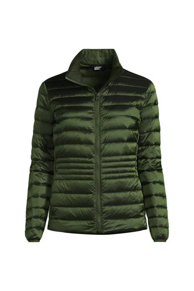 Lands' End Women's Tall Wanderweight Packable Down Jacket In Green