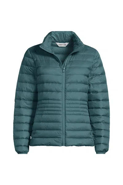 Lands' End Women's Tall Wanderweight Packable Down Jacket In Green